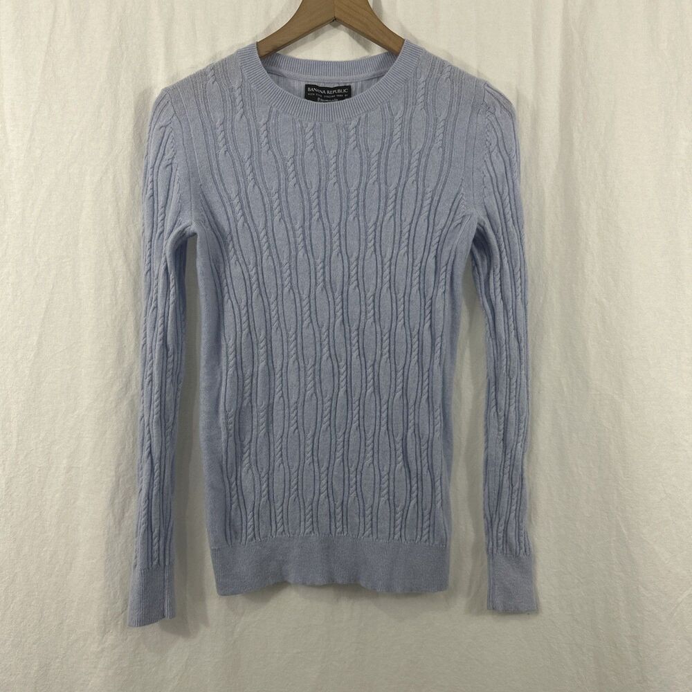 Banana Republic Filpucci Light Blue Cableknit Coastal Preppy Sweater Womens Sz S